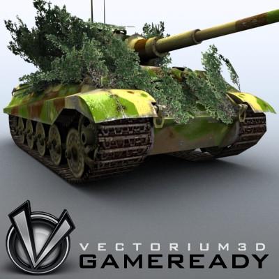 3D Model of Game Ready Low Poly King Tiger model - 3D Render 4